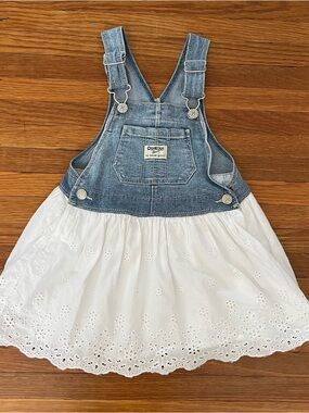 OshKosh B'gosh Denim Bib with White Eyelet Skirt